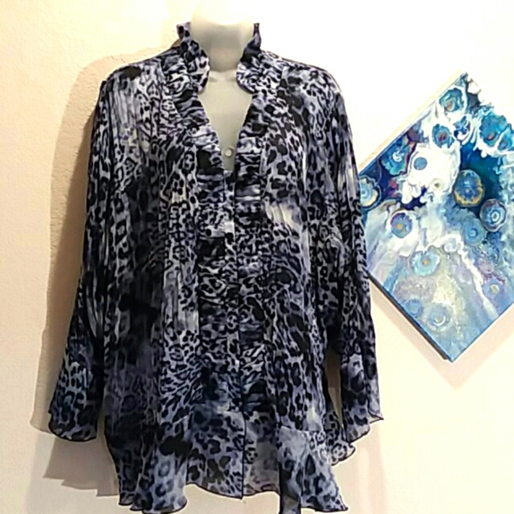 Allison Taylor Ruffle Neck Blouse